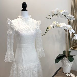 Shein - White Lace Long Dress - Size S